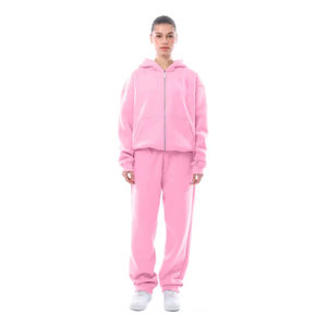 Survêtements tendance pour femmes, coupe oversize, style streetwear classique, à capuche, avec fermeture éclair, coupe ample, taille élastique - Product Image 2