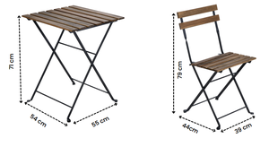 BENK Diseño tradicional Acacia Bistro Set Metal Aplicación al aire libre para balcón para uso en apartamentos o villas - Product Image 4