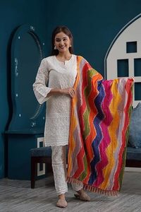 Twinfeet Women's Premium Rayon Traditional <b>Chikankari</b> Embroidery Straight Kurti with Pant & Dupatta for Party Occasions - Product Image 5