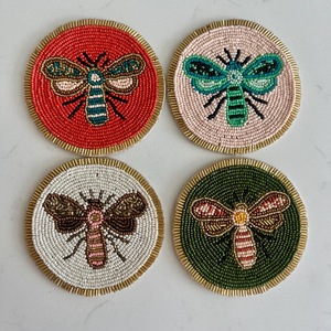 CRYSTAL CRAFT Fancy Stylish Handmade <b>Beaded</b> Embroidery Festival Design <b>Coaster</b> High Quality Eco-Friendly Custo Handmade - Product Image 3