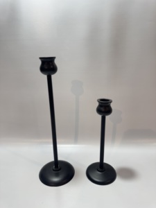 Minimalist Matte Black Aluminium Candle Holders Set 2 <b>Tall</b> <b>Thin</b> Stem Taper Candlestick Stands Modern <b>Table</b> Centerpiece Decor - Product Image 2