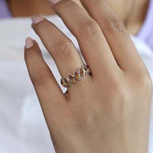 Anillo de Eternidad de Plata de Ley 925 con Gema de Citrino Corte Marquesa, Joyería Fina Minimalista Apilable para Mujer, Venta al por Mayor - Product Image 4