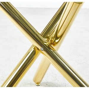 Tavolo da pranzo moderno 110x110x75cm dorato con gamba in metallo e vetro salvaspazio tavolo da cucina per soggiorno - Product Image 4