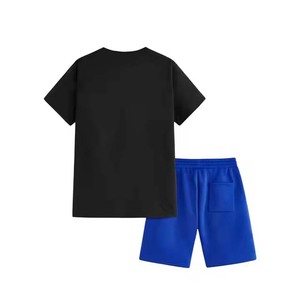 Ensemble T-shirt et short pour homme, été, décontracté, col rond, respirant, polyester et coton non tissé, 2 pièces - Product Image 2