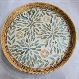 Bandeja de ratán de laca de perla madre de alta calidad de Vietnam bandeja de servicio elegante moderna hogar tamaño personalizado MDF madera mármol decorativo - Product Image 3