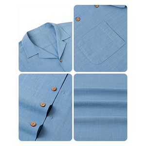 Chemises à manches courtes en coton pour hommes de haute qualité, grandes tailles, motif uni, logo personnalisé, respirantes, séchage rapide - Product Image 5
