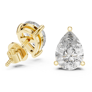 Boucles d'oreilles clous en diamant de laboratoire taille poire 2 carats, or 14K, E VVS2, certifiées IGI, CVD, bijoux fins classiques unisexes - Product Image 3