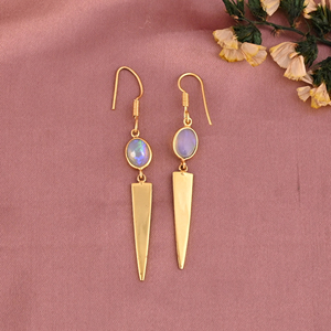 ต่างหูห้อยสไตล์โอปอลไฮโดร | เครื่องประดับทองเหลืองชุบทองสำหรับผู้หญิง - Product Image 3
