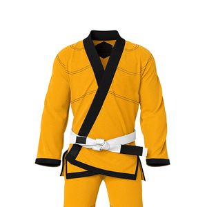 ชุดยูโดแบบทอสองชั้น ชุดบราซิลเลียนยิวยิตสู คุณภาพสูง สีเหลืองซักแล้ว แถบสีดำ ชุดคาราเต้ ชุดศิลปะการต่อสู้ - Product Image 4
