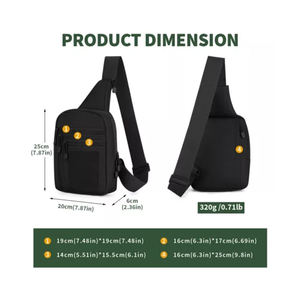 Sac bandoulière antivol en nylon avec sangle arquée pour la chasse, pour hommes, noir - Product Image 5