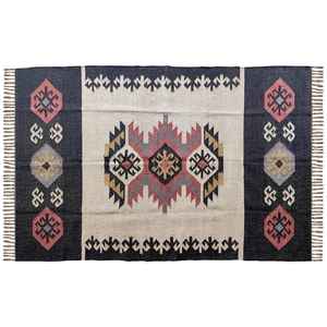 Tapis de salon au design moderne, tissé à la main en jute et laine, tapis kilim pour salon, chambre et bureau - Product Image 3