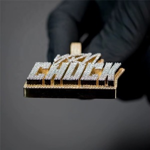 Custom Name Pendant 925 Sterling <b>Silver</b> VVS Moissanite Iced Out <b>Charm</b> Rapper Fine Jewelry for Men Gold Plated Pendants - Product Image 4