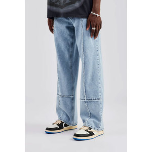 Jean en denim ample pour homme de qualité supérieure OEM, coupe décontractée, style vintage, taille mi-haute, jean délavé pour homme - Product Image 1
