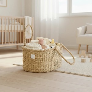 Seagrass <b>basket</b> for baby's belongings Handmade <b>Storage</b> <b>Basket</b> Wholesale eco-friendly Made in Vietnam - Product Image 5