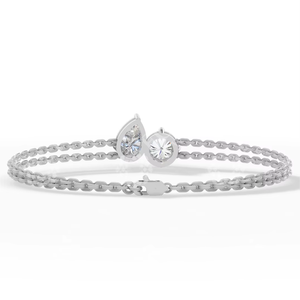 18K Gold Lab Grown Diamond Toi Et Moi <b>Bracelet</b> | Pear Cut Double Strand <b>Bracelet</b> | IGI Certified Luxury Jewelry Anniversary Gift - Product Image 3