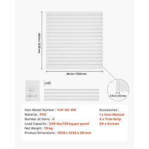 Pannelli a Doghe in PVC Bianco 4x4 Piedi, Design Modulare Facile da Installare, Parete a Doghe Regolabile per Stoccaggio - Product Image 4