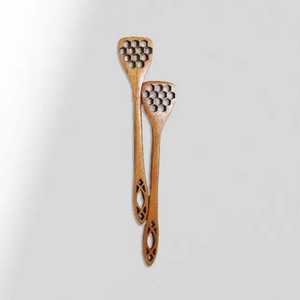 Ensemble d'ustensiles de cuisine haut de gamme en bois foncé, 7 pièces, fabriqués à la main, spatule antiadhésive, louche, écumoire et cuillère pour chef cuisinier - Product Image 4