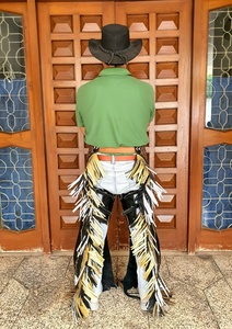 Chaps para hombre, para rodeo y equitación, con yugo hecho a mano, equipo de equitación western, chaps vaqueros con flecos, parche personalizado, resistentes para invierno - Product Image 4