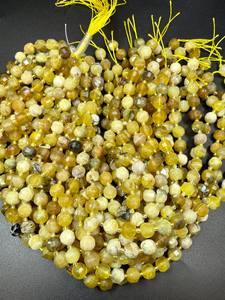 ลูกปัดโอปอลสีเหลืองธรรมชาติทรงลูกบาศก์เหลี่ยมเพชรพลอย รูปทรงก้อนทองเหลืองสวยงาม สีเหลืองน้ำผึ้ง ร้อยเป็นเส้นเต็ม - Product Image 4