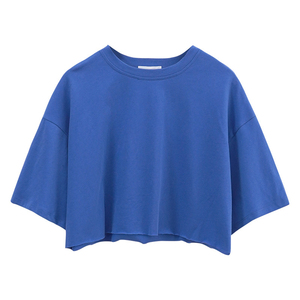 เสื้อยืดแขนสั้นผ้าฝ้าย 100% ทรงหลวม ระบายอากาศได้ดี สวมใส่สบาย เหมาะสำหรับผู้หญิง ออกกำลังกาย แห้งเร็ว สไตล์สปอร์ต - Product Image 5