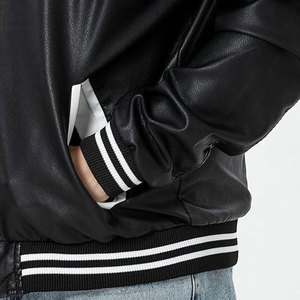 Veste en cuir de sport à manches longues, style streetwear, chaude pour l'hiver, couleur unie, pour homme - Product Image 4