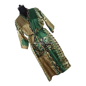 KL001 Vintage Sari Kimono Long <b>Robe</b> Autumn/Winter Floral Print Bohemian Oversized Full Length Blended Poly Silk Quick <b>Dry</b> - Product Image 5