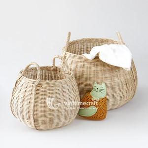 Ensemble de paniers de rangement en rotin naturel avec poignées intégrées, panier à linge et organisateur de jouets tissés artisanalement - Product Image 6