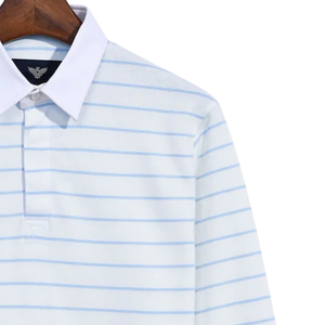 Chemise à manches longues pour homme, en coton uni, coupe classique, décontractée, col de golf/rugby, séchage rapide, douce, respirante, confortable, pour tous les jours - Product Image 3