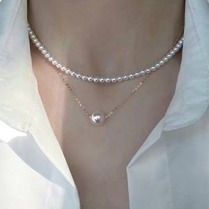 สร้อยคอไข่มุกน้ำจืดสองชั้น จี้มุกออโรร่า ขนาด 3-4 มม. 11-12 มม. สไตล์โรดเวย์ แฟชั่น สร้อยคอแบบซ้อน - Product Image 5