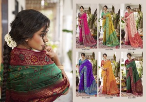Sari Banarasi en soie douce et lourde, écologique, avec chemisier - Product Image 6