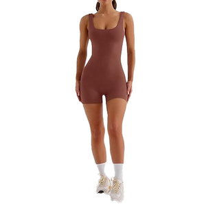 Body de Yoga Marrón de Alta Elasticidad con Perfil Lateral Sexy para Mujer, Mono de Gimnasio de Una Pieza a Prueba de Sentadillas, Moldeador Corporal - Product Image 5
