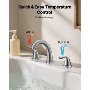 Acciaio inox spazzolato beccuccio ad arco alto 3 fori vasca romana rubinetto vasca da bagno cascata 2 manici bagno vasca rubinetti doccia - Product Image 6