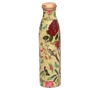 Bouteille d'eau en cuivre pur avec revêtement en galets de rivière foncés, capacité 1L, motif mosaïque de roche naturelle décorative, vente en gros - Product Image 4