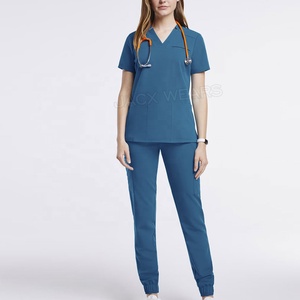 Uniforme médical confortable de gommages infirmiers hospitaliers de qualité supérieure avec ensembles de gommage en polyester spandex de qualité supérieure avec logo personnalisé - Product Image 1