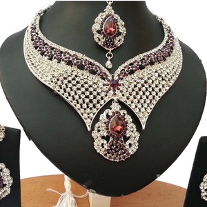Vintage Silver Plated Crystal Rhinestone Necklace <b>Earrings</b> Set Women Wedding Jewelry Alloy Fashion Jewelry Sets <b>Wings</b> Shape - Product Image 1