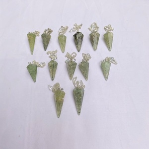 Pendule en cristal de préhnite artisanal |   Détecteur de pierres précieuses haut de gamme sur le thème du Bouddhisme pour les boutiques de métaphysique et l'exportation - Product Image 4