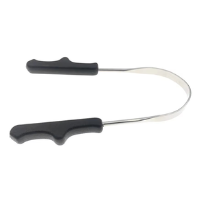 Grattoir à langue pour enfants et adultes, réutilisable, en métal et avec manche en silicone - Product Image 1