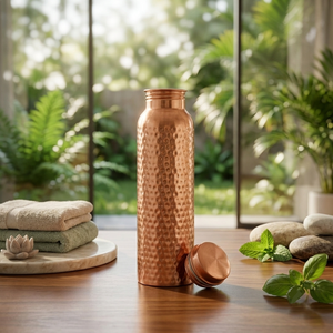 Botella de Agua de Cobre Puro Martillado a Mano, Reutilizable, Ecológica y Sostenible, para Beneficios Ayurvédicos para la Salud - Product Image 3