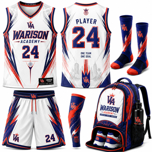 Ensemble d'uniformes de basketball par sublimation, tendance du moment, unisexe, grandes tailles, vêtements personnalisés pour équipes, avec sac - Product Image 3