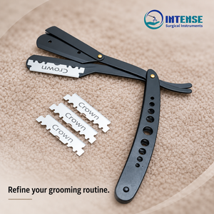 Professional Barber <b>Straight</b> Razor Black Folding Shavette with 4 Free Replaceable Blades - Product Image 4