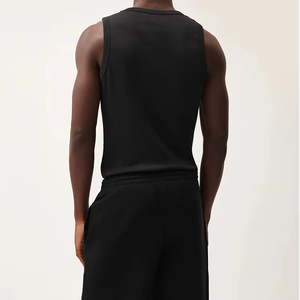 Débardeur tricoté noir sans manches à col rond pour homme – Style décontracté uni - Product Image 4