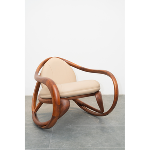 Sillón Chaise Longue de Madera de Nogal de Diseño, Tapizado en Cuero Premium, para Hogar y Hotel, PISANO - Product Image 2