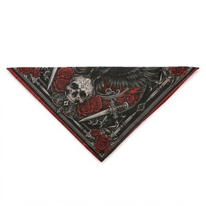 New Trend Halloween Cosplay Costume Accessories Luxury Silk Feel Skeleton Bone Skull Pattern Small <b>Square</b> <b>Scarf</b> Neck Ribbon Band - Product Image 2