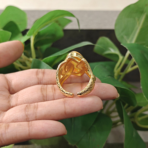 New design oval cat's eye gemstone <b>adjustable</b> <b>ring</b> solid brass 18k gold plated snake texture band bohemia style cocktail <b>rings</b> - Product Image 6