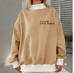 เสื้อสเวตเชิ้ตคอเต่าทรงโอเวอร์ไซส์สำหรับผู้หญิง ผ้าฝ้ายเนื้อนุ่ม สวมใส่สบาย ระบายอากาศได้ดี เหมาะสำหรับฤดูหนาว สไตล์สตรีทแวร์ลำลอง - Product Image 1