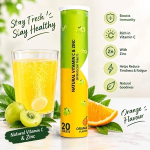 Tabletas efervescentes de vitamina C natural y zinc, sabor naranja, 20 tabletas, suplemento dietético de la India. - Product Image 3