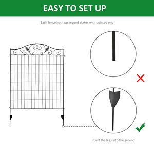 Set di 4 Pannelli per Recinzione da Giardino Pieghevoli in Metallo, 44 Pollici (Altezza) x 12 Piedi (Lunghezza), per Esterni e Patio, Senza Pali da Terra, con Finitura Verniciata - Product Image 4