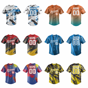 Maillot de baseball personnalisé imprimé respirant à col en V et bretelles en T à manches courtes pour homme en polyester – Vêtement de sport - Product Image 5