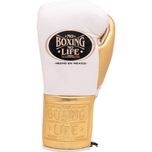 Gants de boxe de haute qualité faits à la main, No Boxing No Life, en cuir de vache véritable, à doigts entiers, avec sangle de poignet réglable et fermeture auto-agrippante - Product Image 2