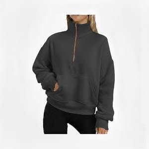 Pulls à col roulé tendance pour femmes, style décontracté, mode automne, sweat-shirts à demi-zip à manches longues, imprimés brodés sur le devant - Product Image 5